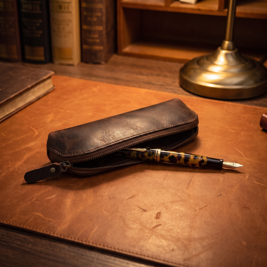 Penna leather pen case in Dark Brown