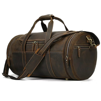 The Portofino – Round Leather Weekender | Verrone