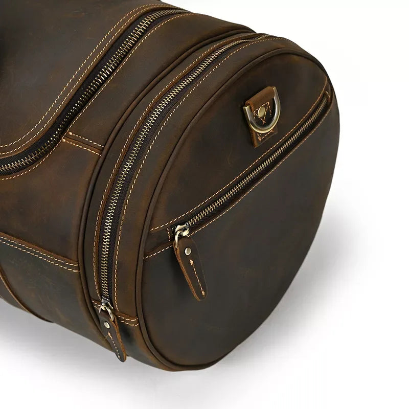 The Portofino – Round Leather Weekender | Verrone
