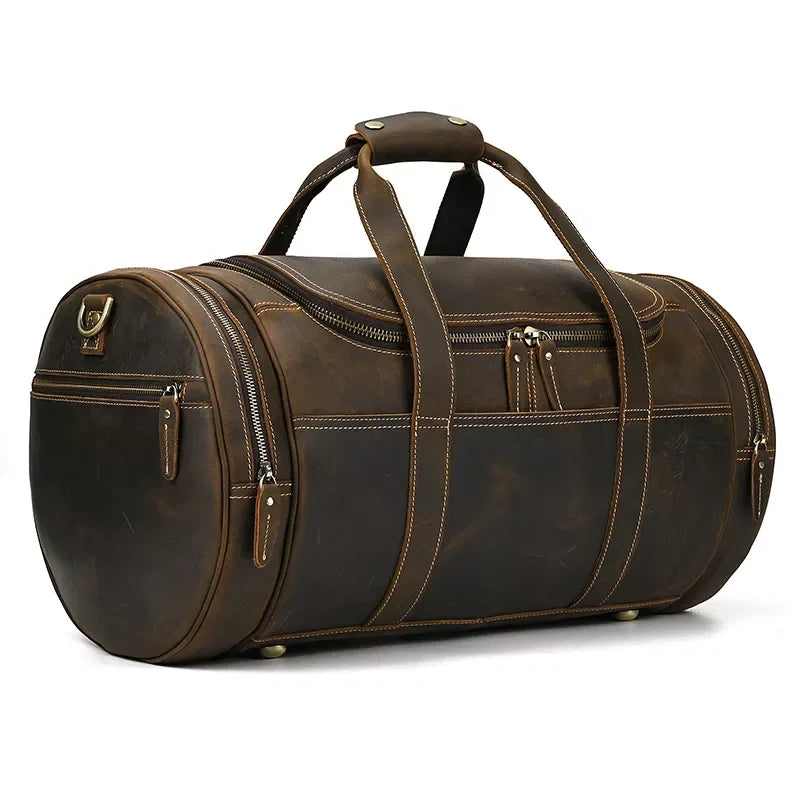 The Portofino – Round Leather Weekender | Verrone
