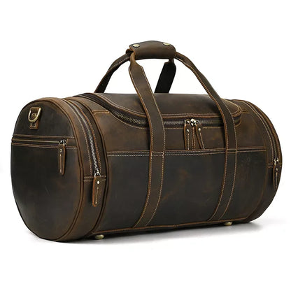 The Portofino – Round Leather Weekender | Verrone