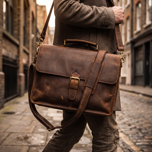 Dorato leather messenger briefcase