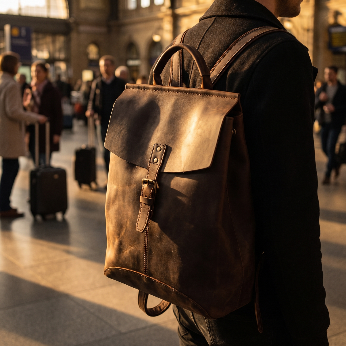 Anzio leather travel backpack