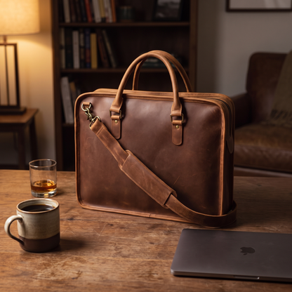 Consolato leather laptop briefcase