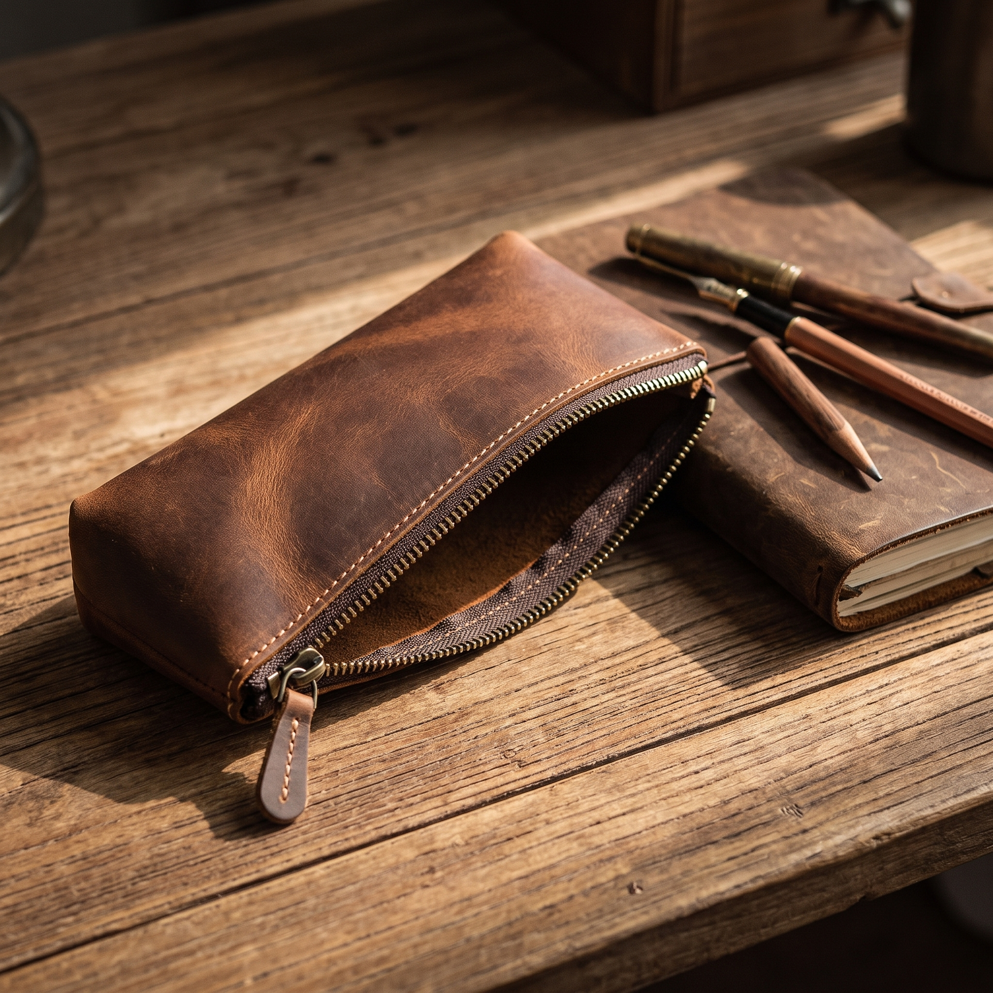 Astuccio leather pencil case