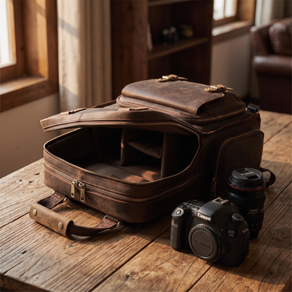 Fermo leather camera backpack