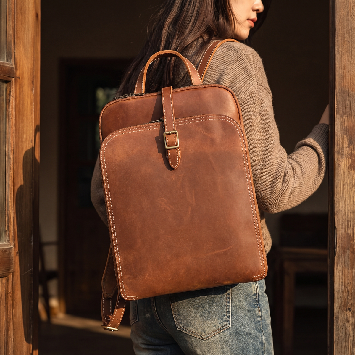 Bellano small leather backpack