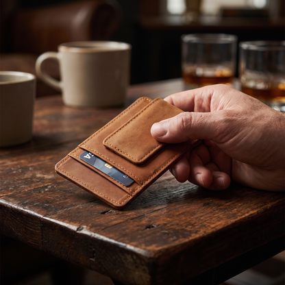 Fiorino slim leather front pocket wallet with money clip