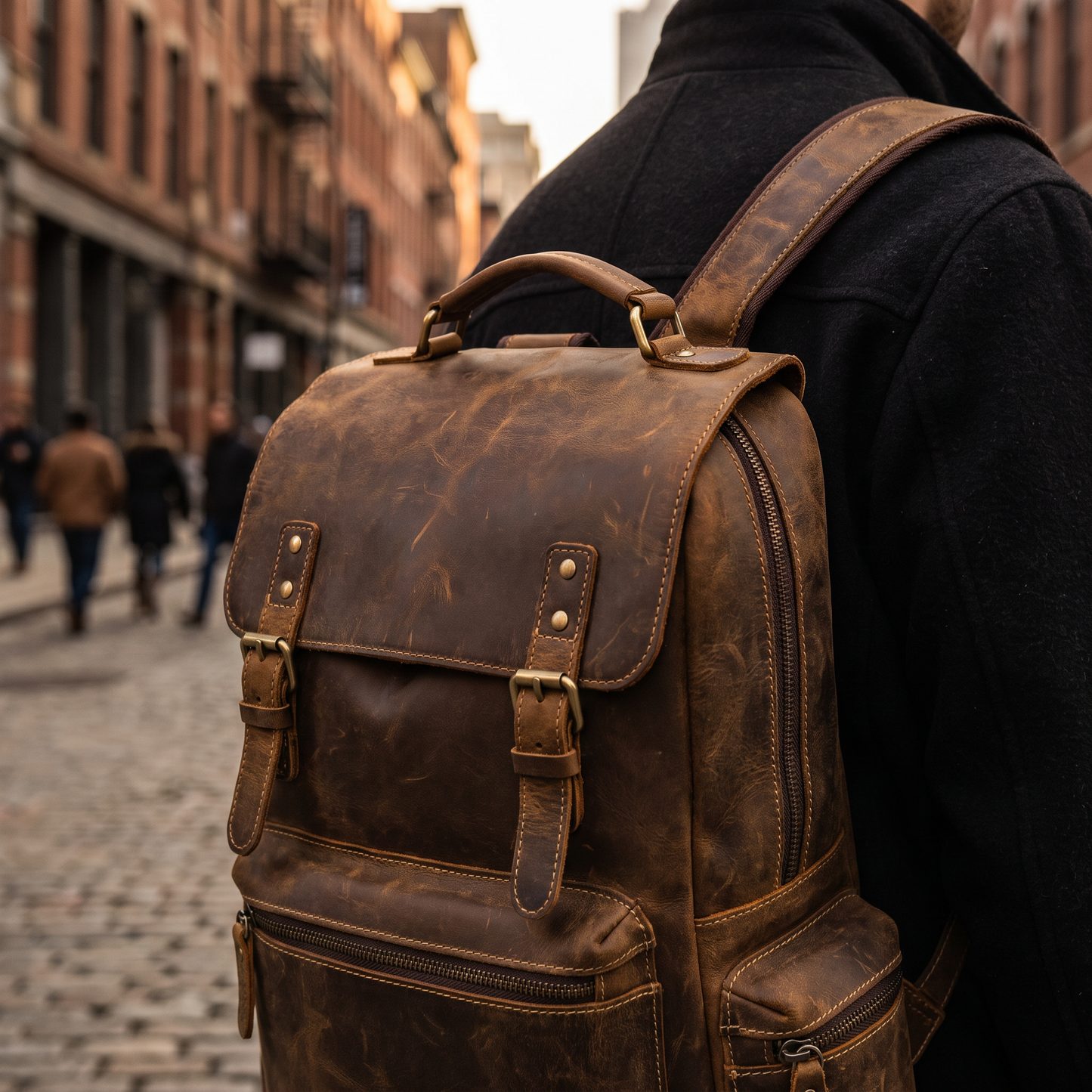 Montalto full grain leather backpack