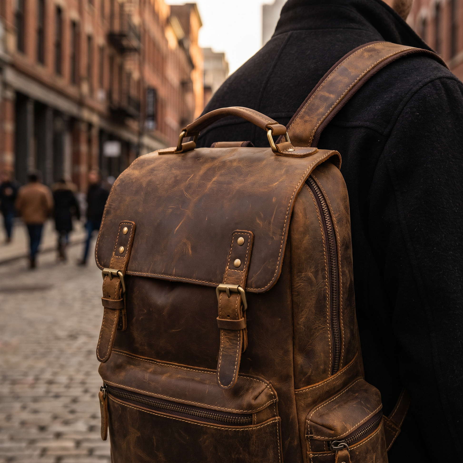 Montalto full grain leather backpack