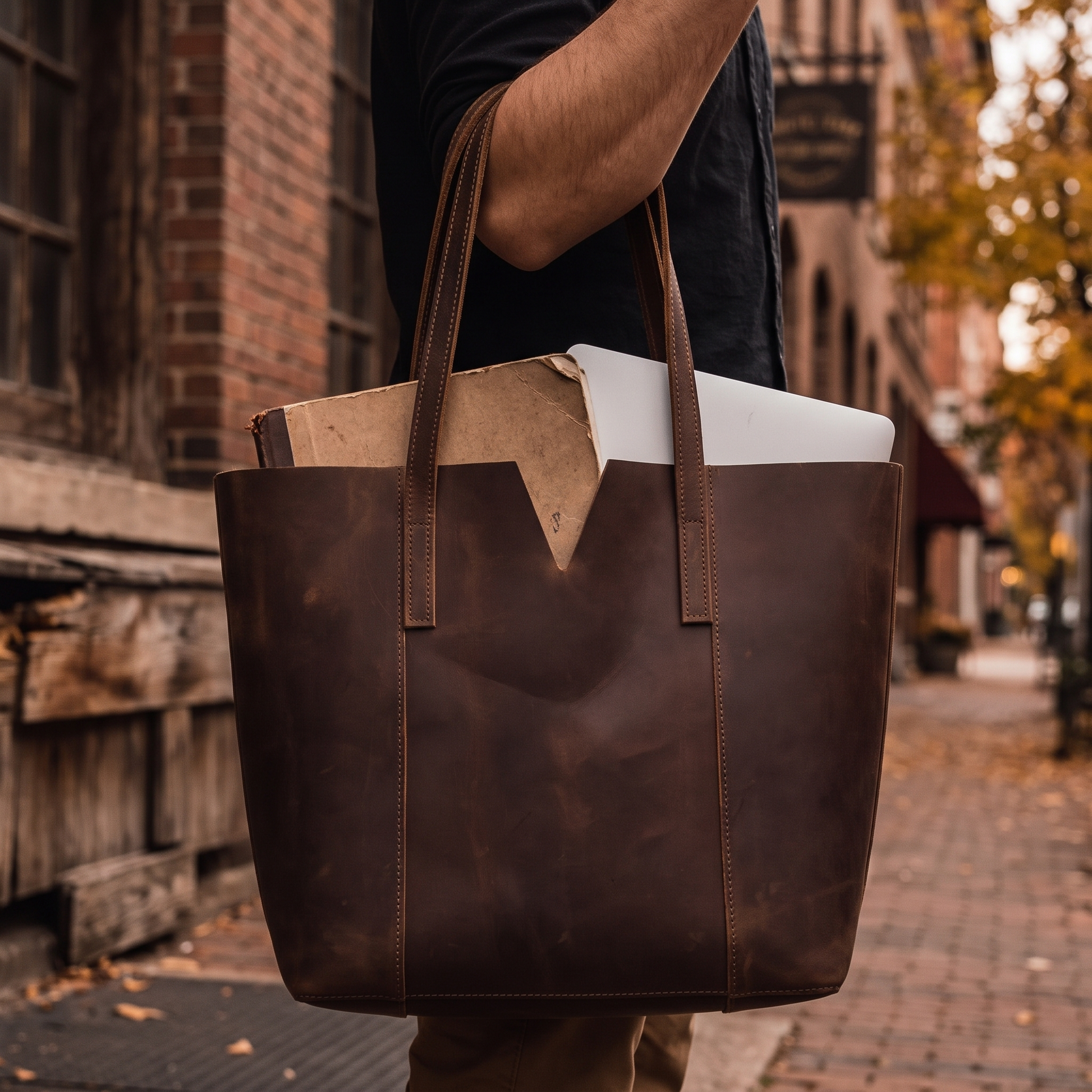 Mercato handcrafted leather tote bag