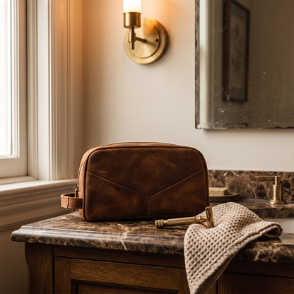 Peregrino leather travel toiletry bag