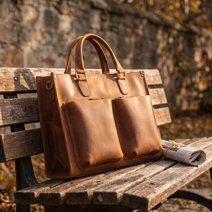 Senato leather messenger briefcase