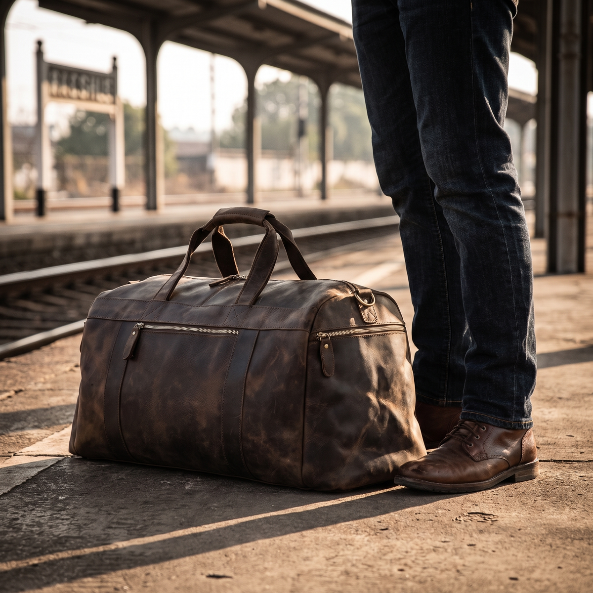 Verrazzo large leather weekender duffle