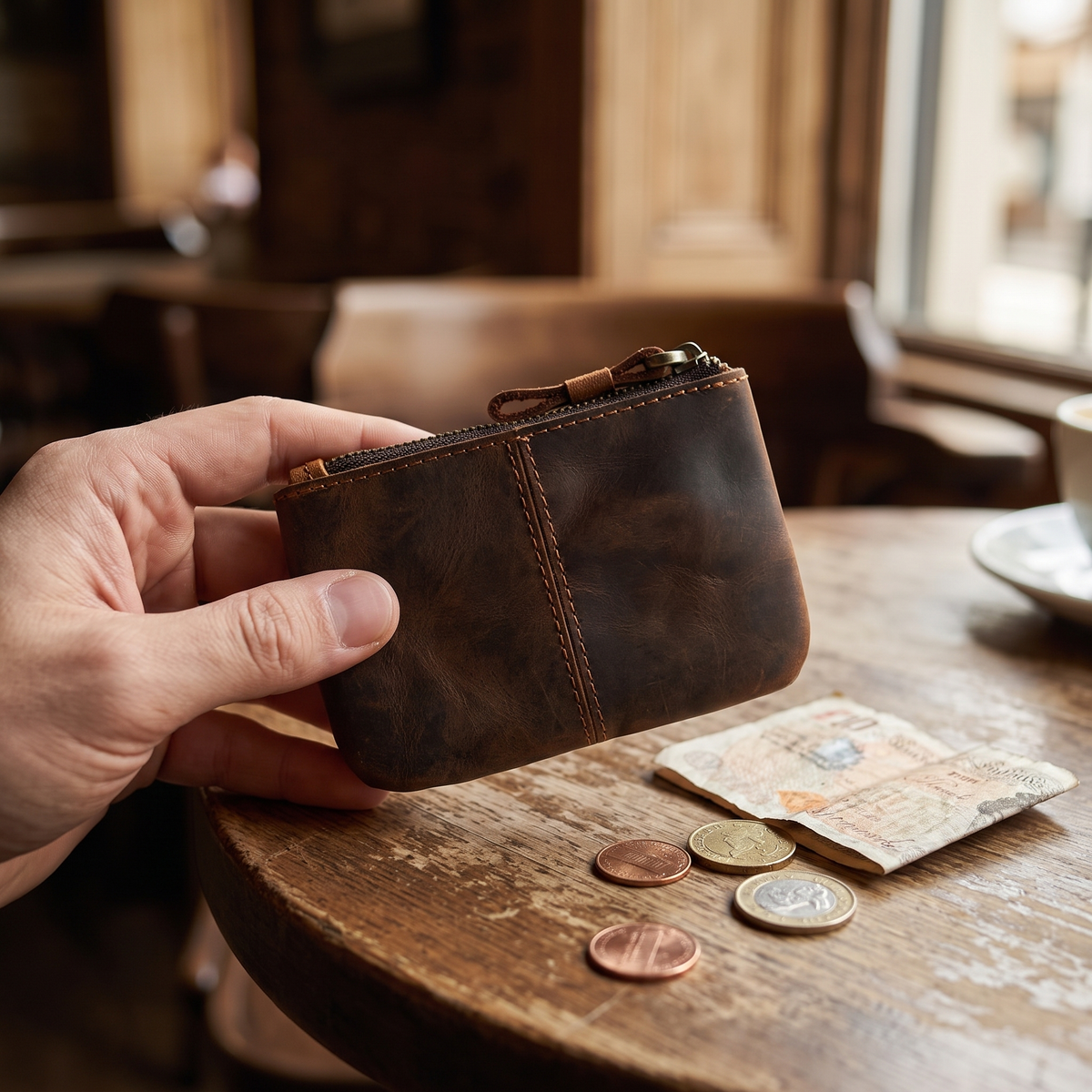 Soldino leather zip coin purse