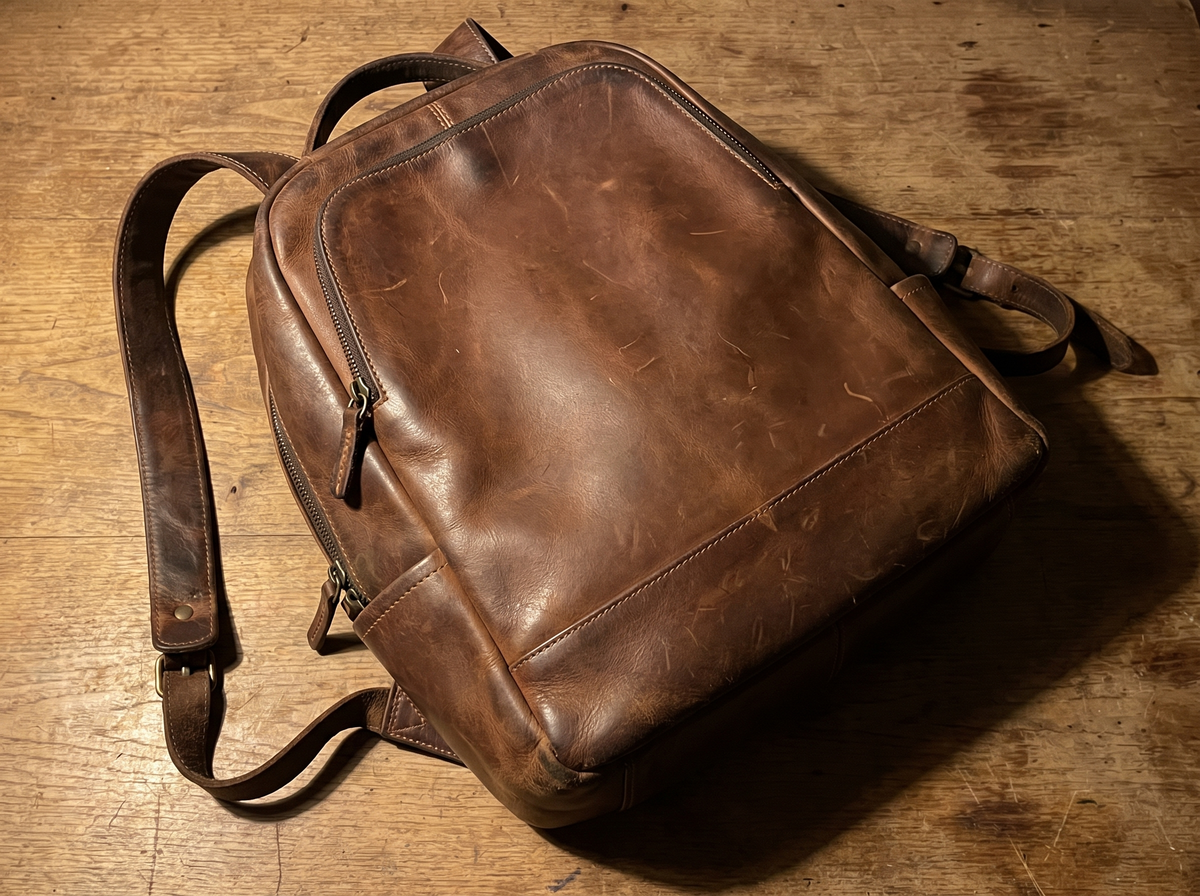 Plain leather shows its age most clearly