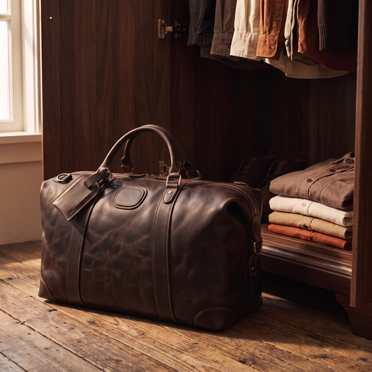 Fiuggi leather weekender in Dark Brown