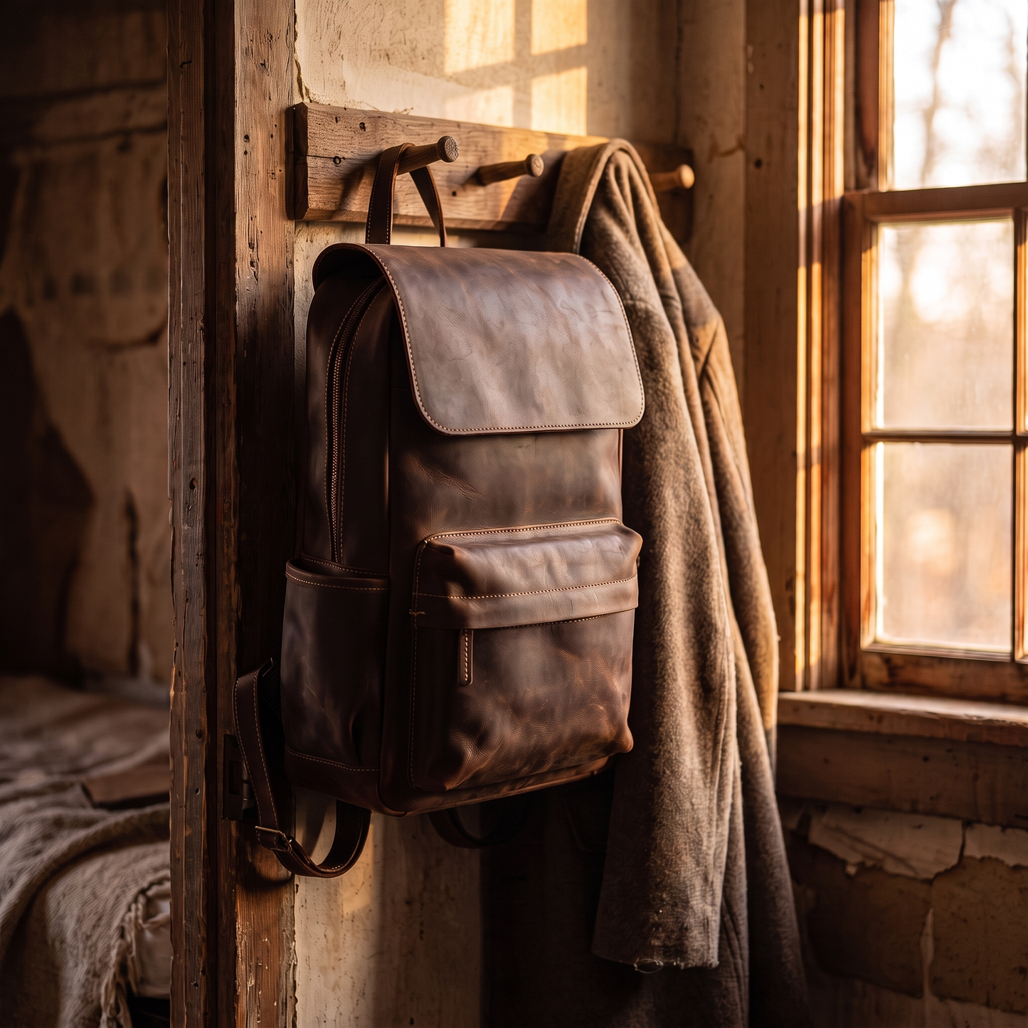 Lucerra leather backpack in Dark Brown