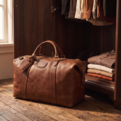 Fiuggi leather weekender in Brown