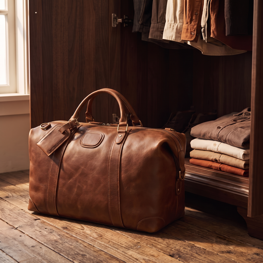 Fiuggi leather weekender in Brown
