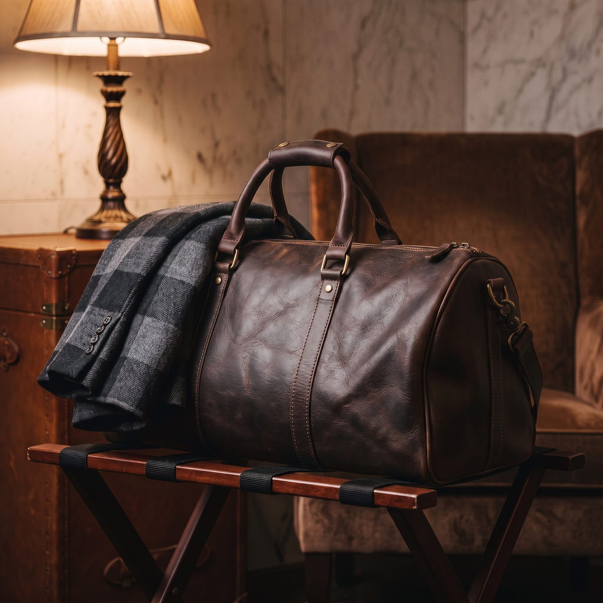 Domani leather duffle in Dark Brown