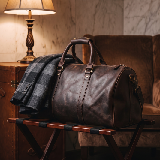 Domani leather duffle in Dark Brown