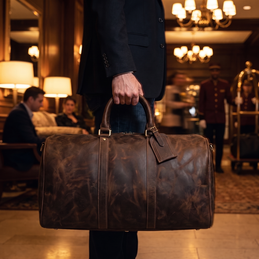 Salerno leather duffle in Dark Brown
