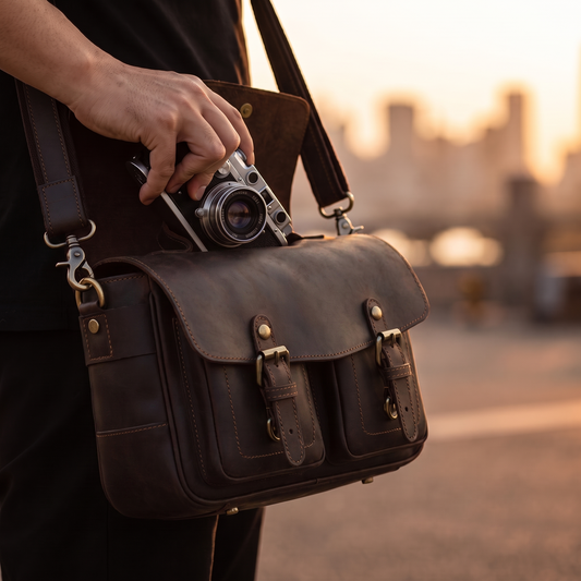 Vistano leather crossbody in Dark Brown