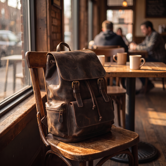 Ravello leather backpack in Dark Brown