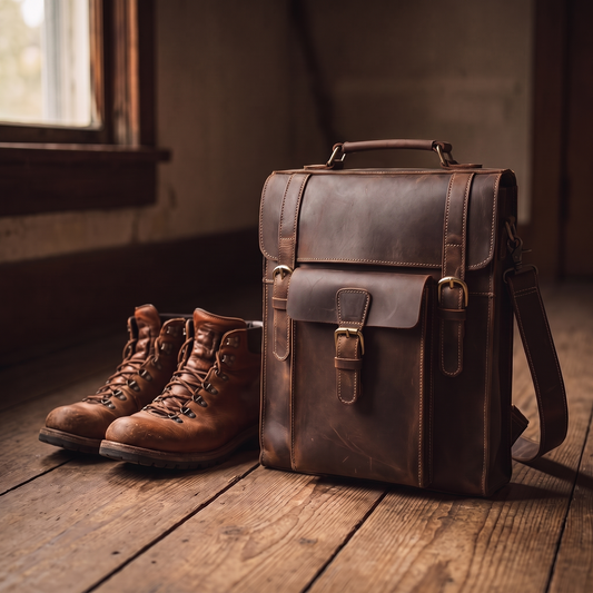 Sabino leather backpack in Dark Brown