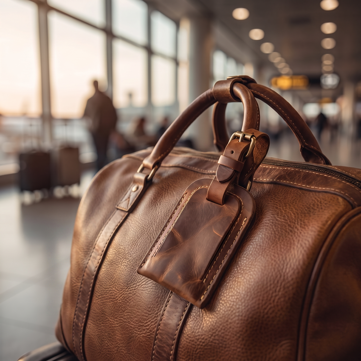 Etichetta leather luggage tag in Brown