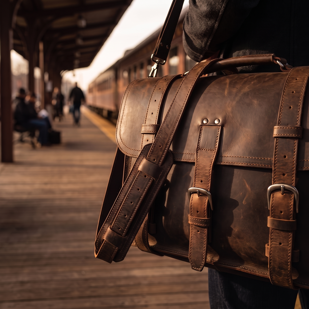 Palazzo leather messenger in Dark Brown