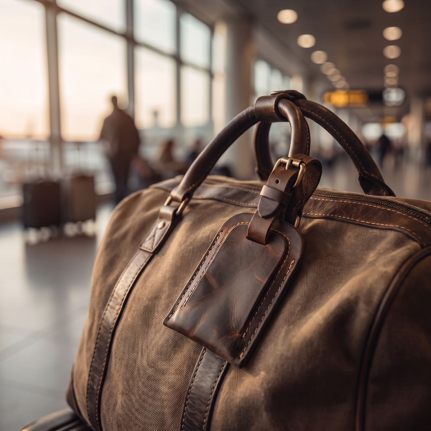 Etichetta leather luggage tag in Dark Brown