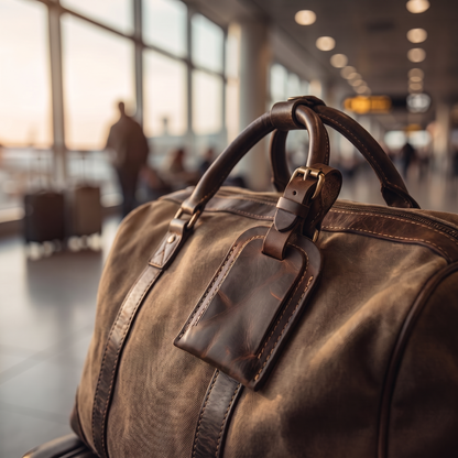 Etichetta leather luggage tag in Dark Brown
