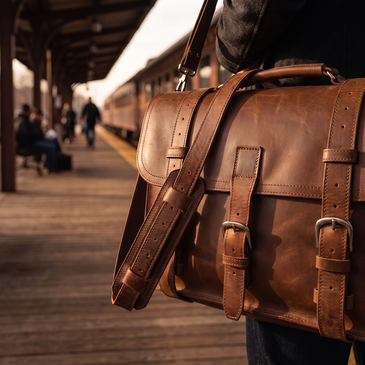 Palazzo leather messenger in Brown