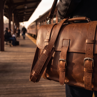 Palazzo leather messenger in Brown