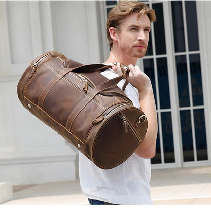 The Portofino – Round Leather Weekender | Verrone