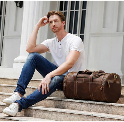 The Portofino – Round Leather Weekender | Verrone
