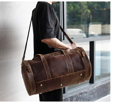 The Portofino – Round Leather Weekender | Verrone