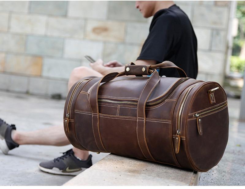 The Portofino – Round Leather Weekender | Verrone